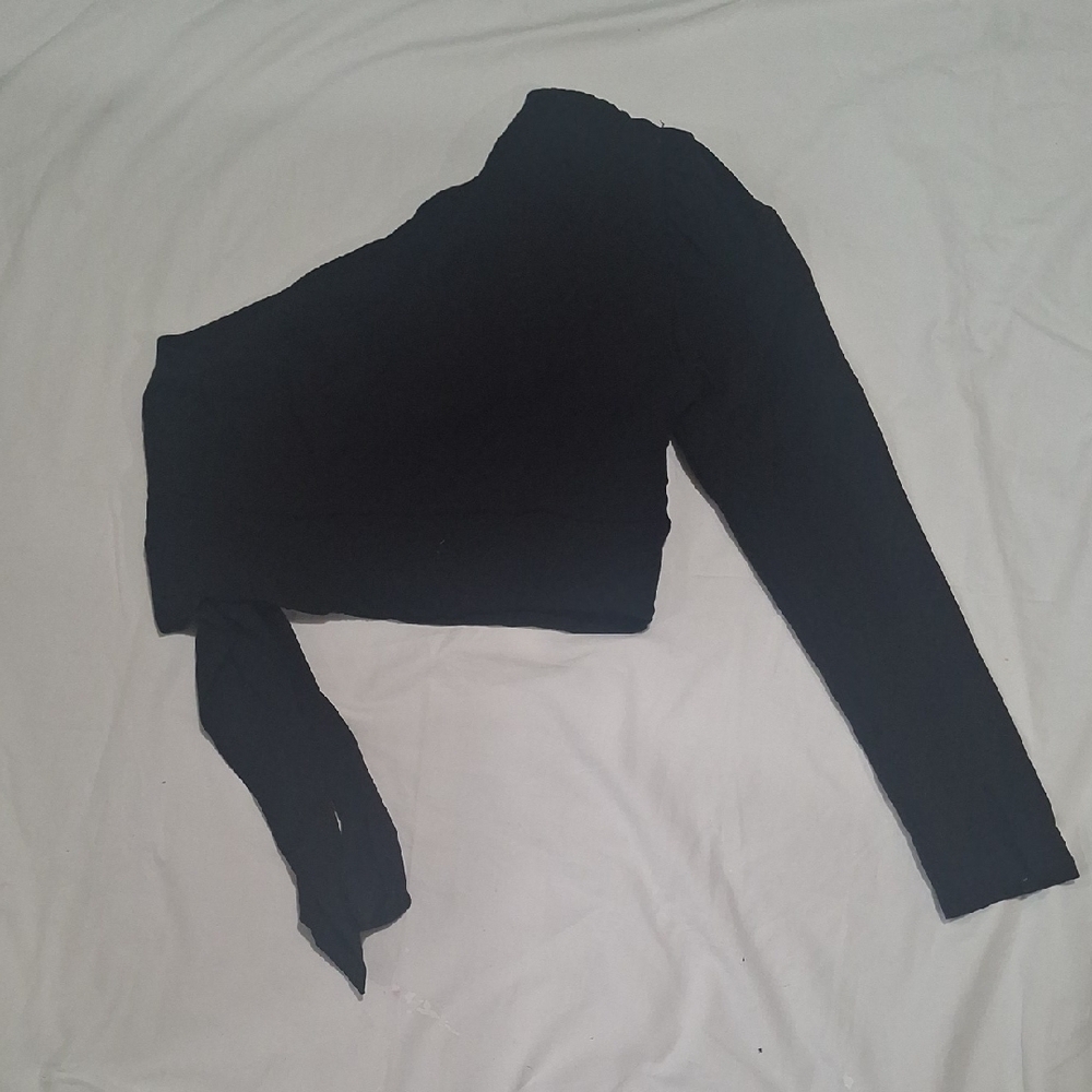 Free People Wome's Black One-Shoulder Crop Top Size M - Picture 7 of 10